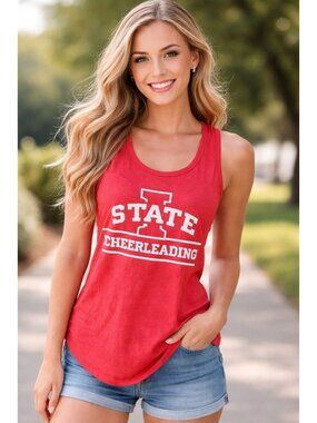 Iowa State Cyclones Cheerleading Red Razorback Tank Top Size M Sport College
